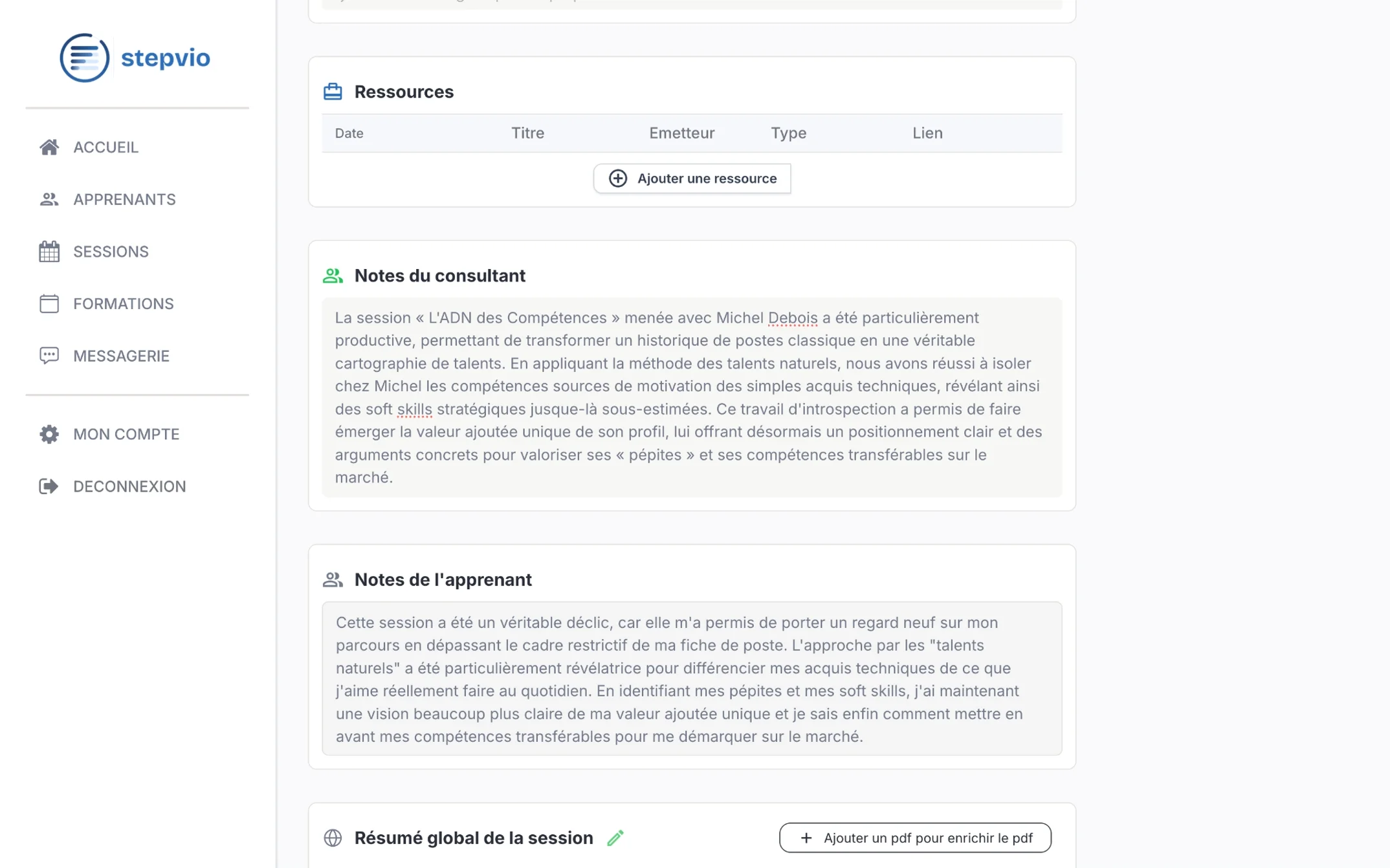 Feedbacks et comptes rendus Stepvio
